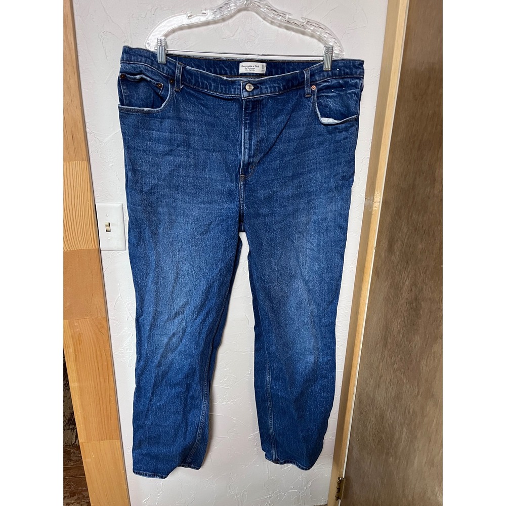 Abercrombie & Fitch The 90s Straight Ultra High Rise Blue Denim Jeans Womens